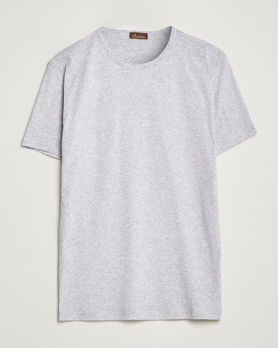 Men | T-Shirts | Stenströms | Solid Cotton T-Shirt Grey Melange