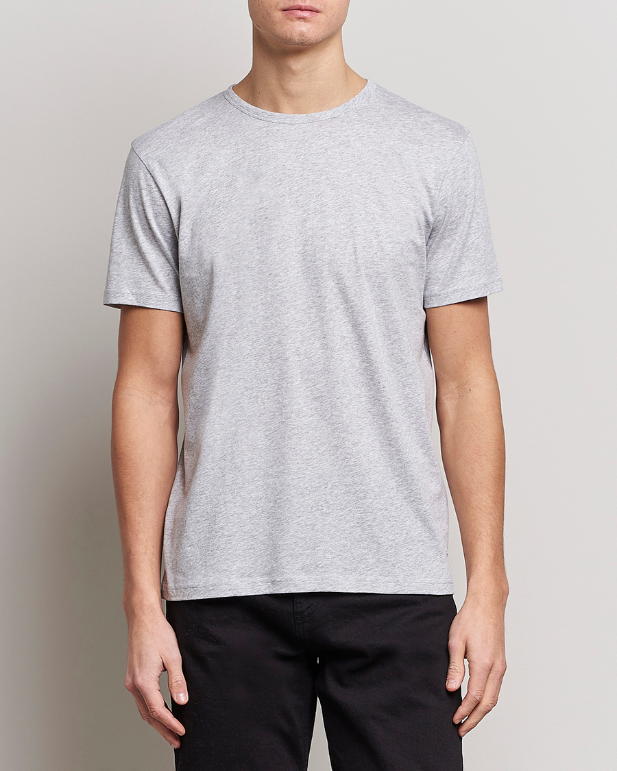 Men | T-Shirts | Stenströms | Solid Cotton T-Shirt Grey Melange