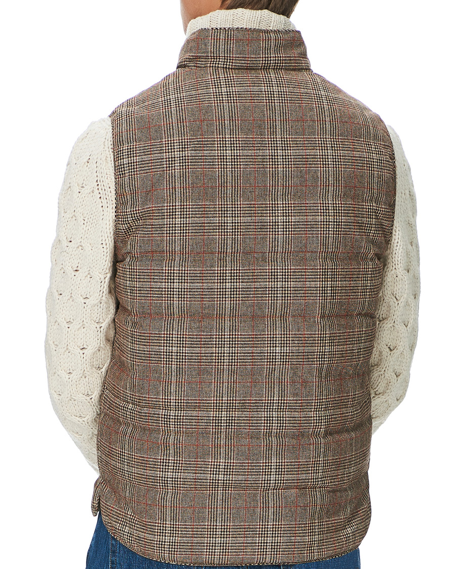 Men | Coats & Jackets | Stenströms | Quilted Check Wool Vest Brown