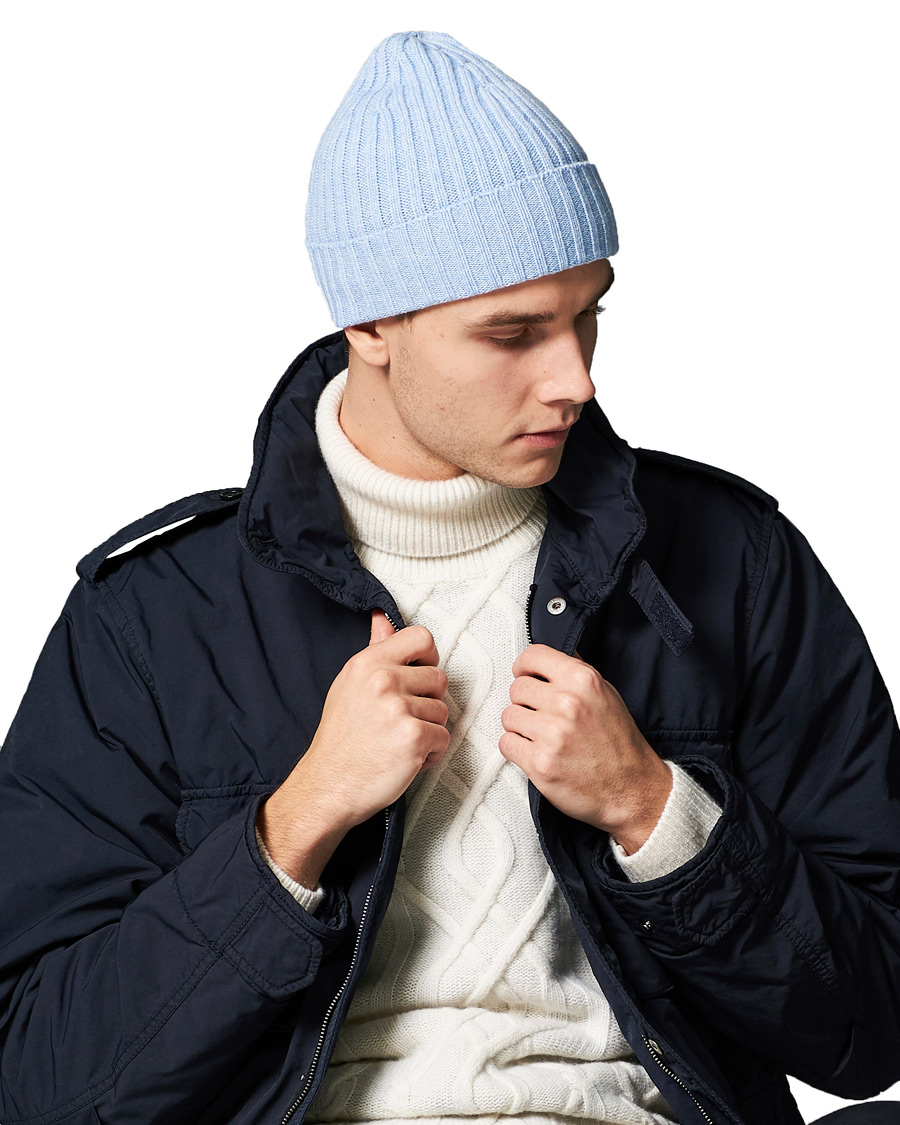 Men | Stenströms Ribbed Cashmere Hat Light Blue | Stenströms | Ribbed Cashmere Hat Light Blue