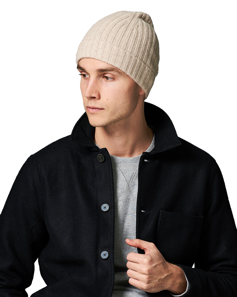 Men | Stenströms Ribbed Cashmere Hat Beige | Stenströms | Ribbed Cashmere Hat Beige
