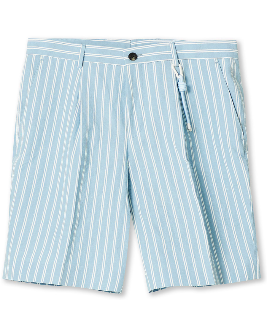 Men | Shorts | BOSS BLACK | BOSS Pepe Striped Seersucker Shorts Pastel Blue