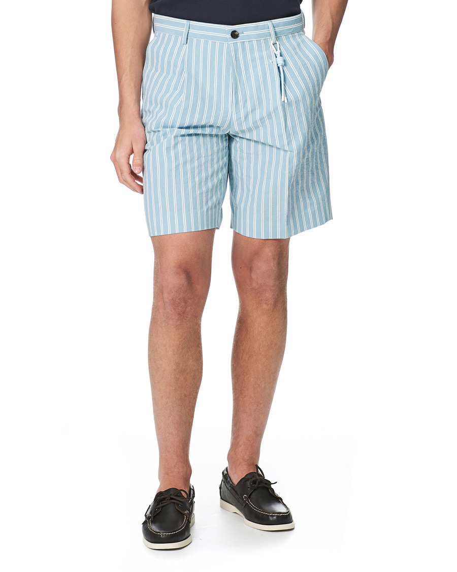 Men | Shorts | BOSS BLACK | BOSS Pepe Striped Seersucker Shorts Pastel Blue