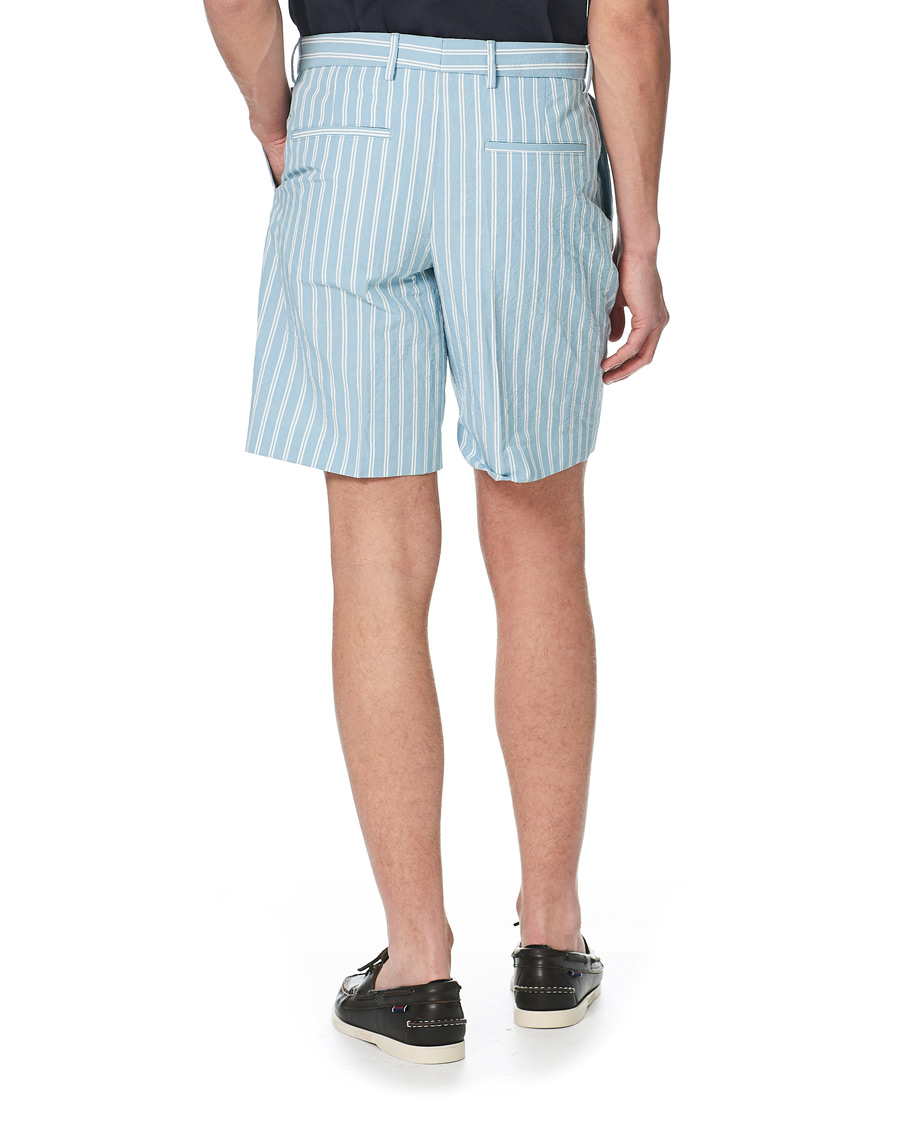 Men | Shorts | BOSS BLACK | BOSS Pepe Striped Seersucker Shorts Pastel Blue