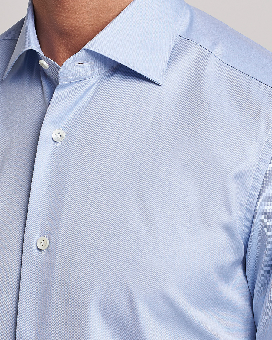 Men | Shirts | Mazzarelli | Soft Cotton Cut Away Shirt Light Blue