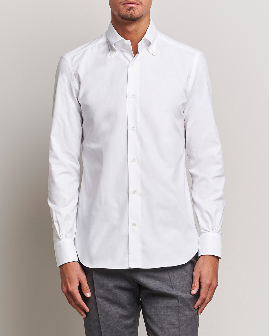 Men |  | Mazzarelli | Soft Oxford Button Down Shirt White