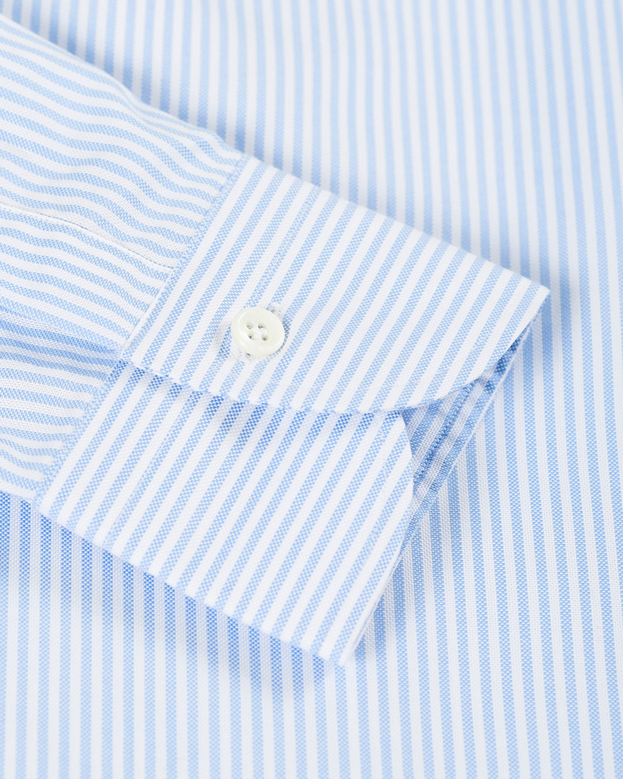 Men | Shirts | Mazzarelli | Soft Button Down Stripe Oxford Shirt Light Blue