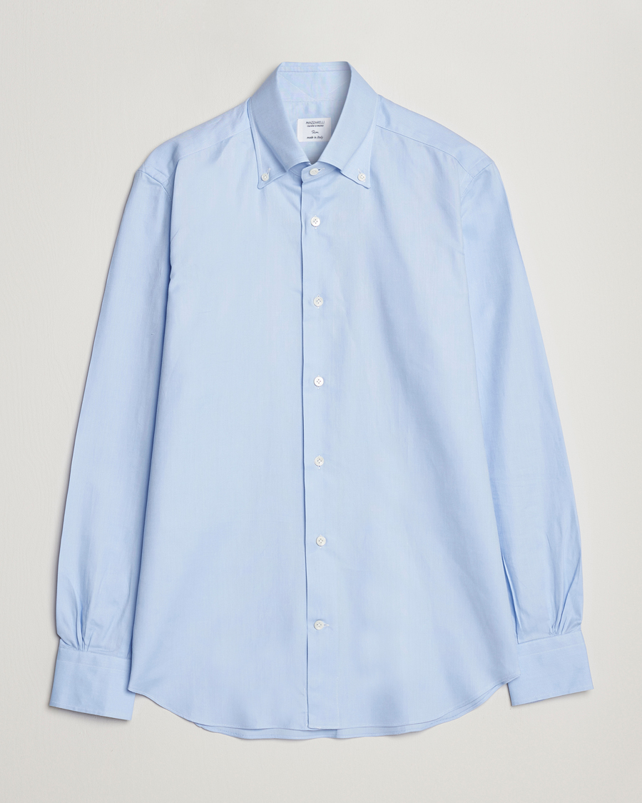 Men |  | Mazzarelli | Soft Oxford Button Down Shirt Light Blue