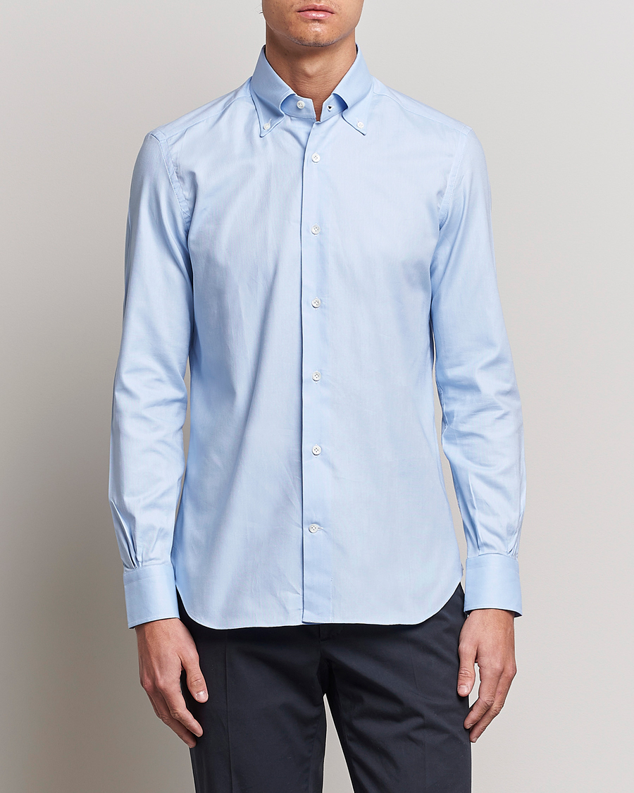 Herr | Skjortor | Mazzarelli | Soft Oxford Button Down Shirt Light Blue