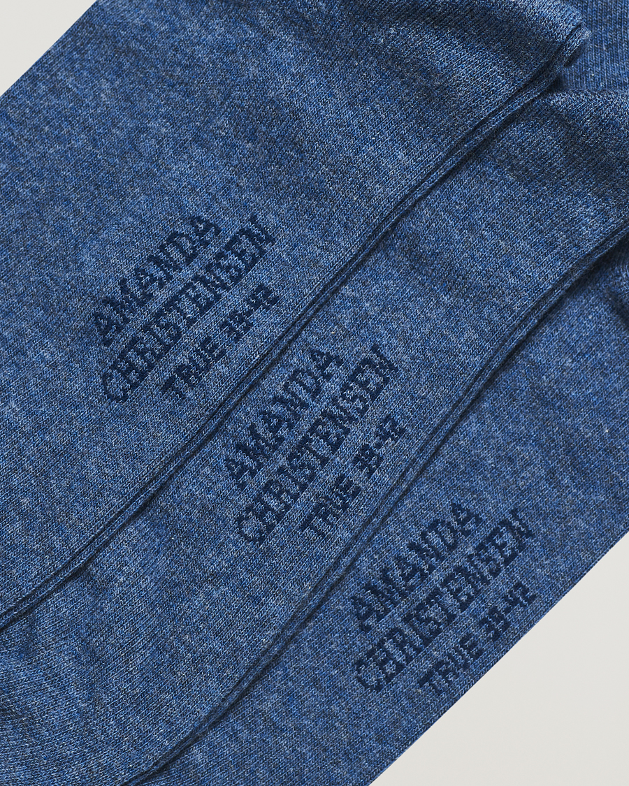 Men | Underwear & Socks | Amanda Christensen | 3-Pack True Cotton Socks Denim Blue