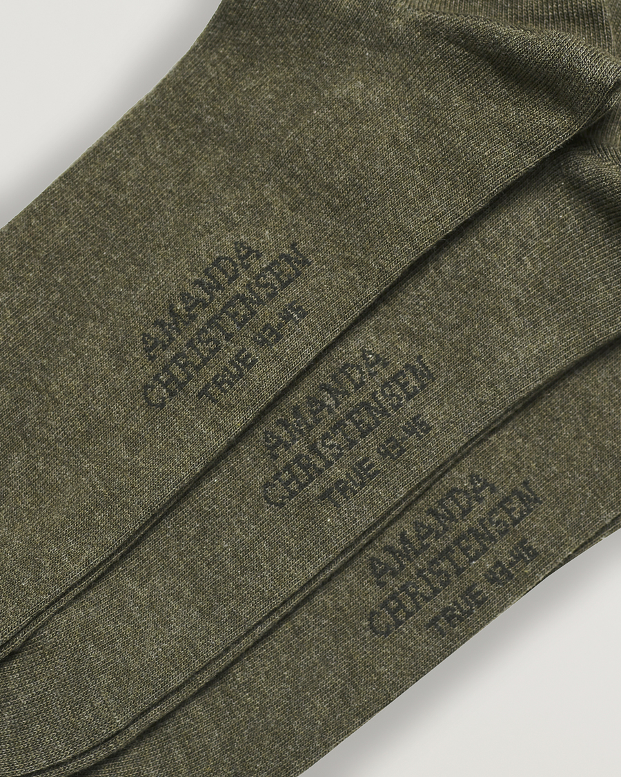 Men | Underwear & Socks | Amanda Christensen | 3-Pack True Cotton Socks Olive Melange