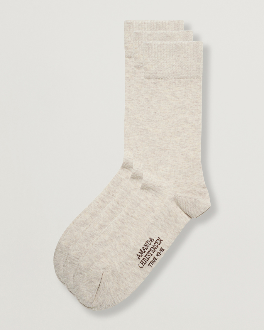 Men | Underwear & Socks | Amanda Christensen | 3-Pack True Cotton Socks Sand Melange