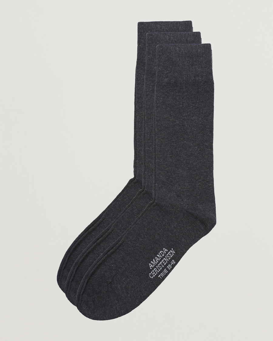 Men |  | Amanda Christensen | 3-Pack True Cotton Socks Antrachite Melange