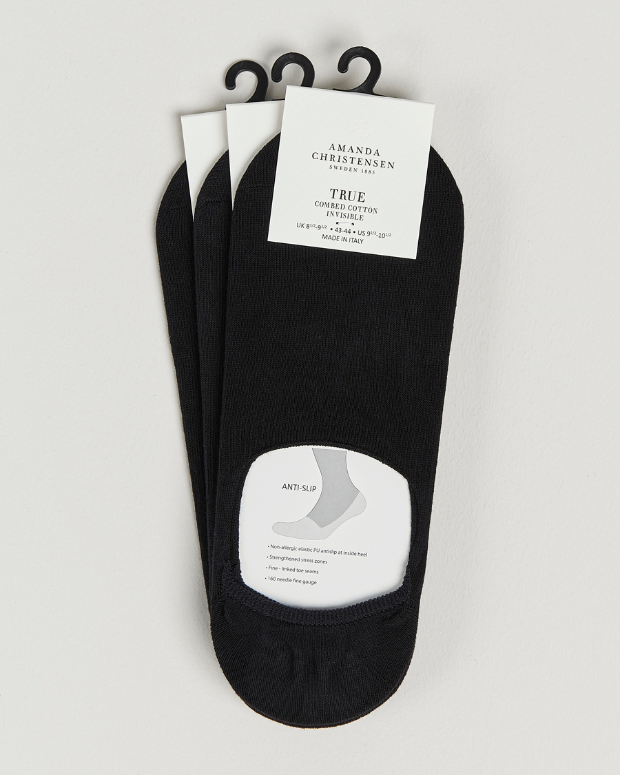 Men | Underwear & Socks | Amanda Christensen | 3-Pack True Cotton Invisible Socks Black