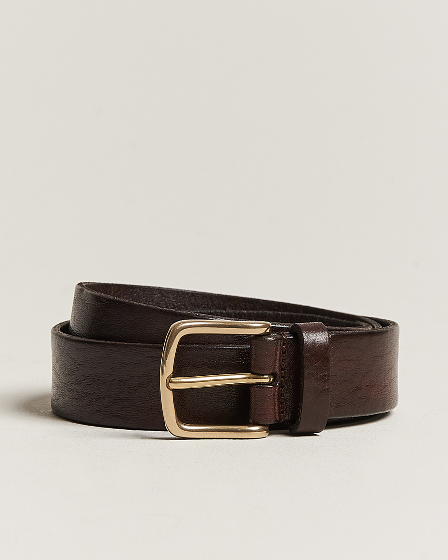 Men | Wedding Suit | Anderson's | Leather Belt 3 cm Dark Brown