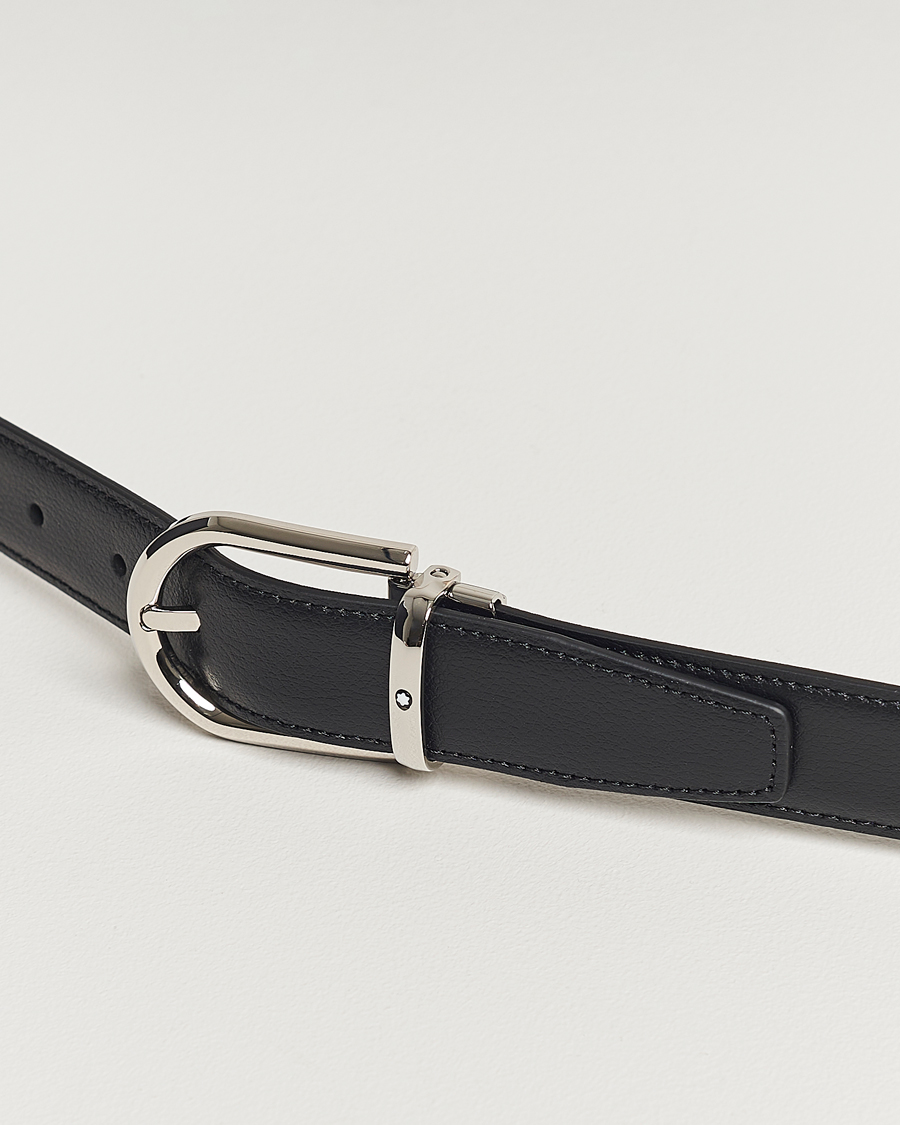 Men | Belts | Montblanc | Reversible Horseshoe Leather Belt 30mm Blue/Black Grain