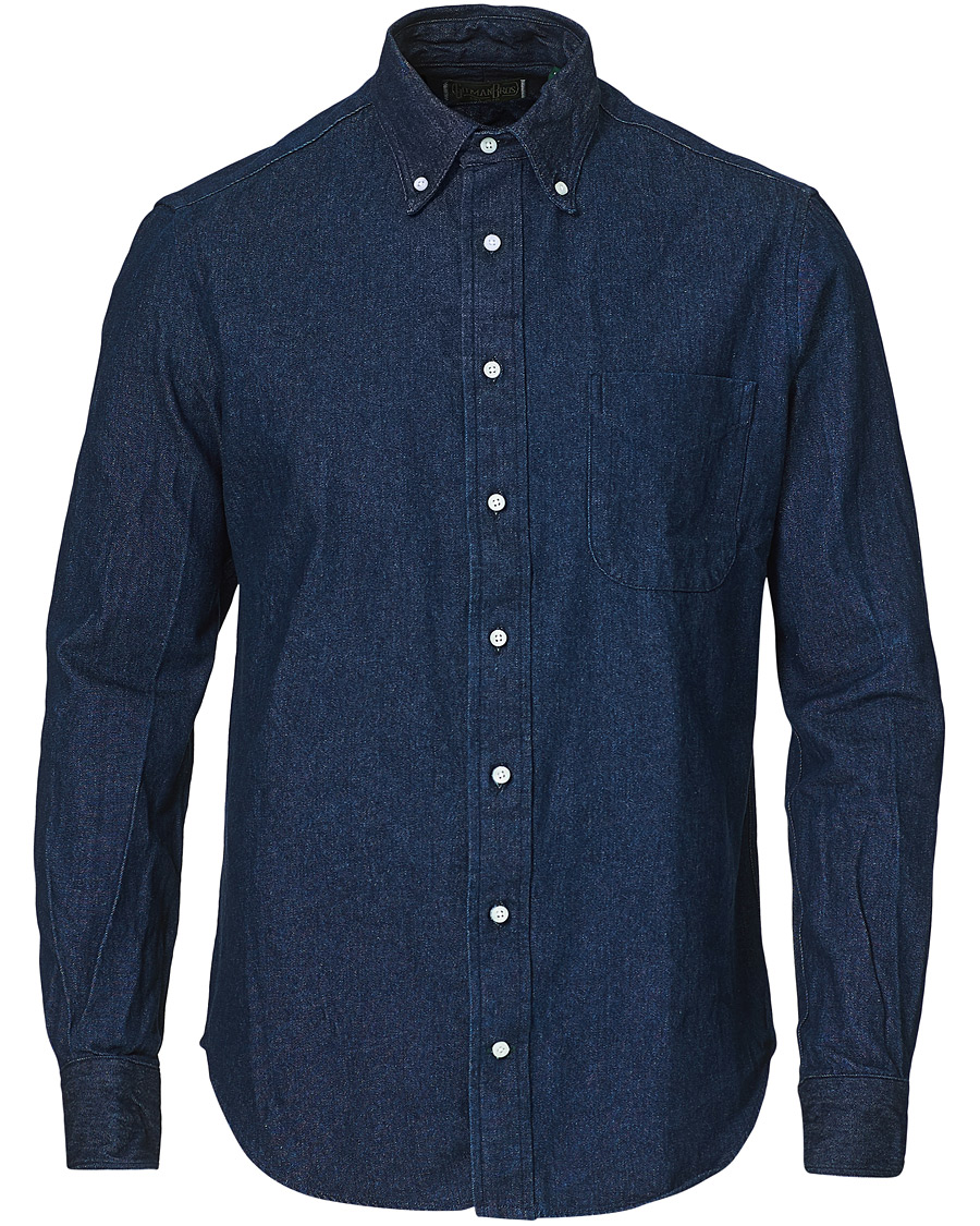 Men | Shirts | Gitman Vintage | Button Down Denim Shirt Dark Indigo