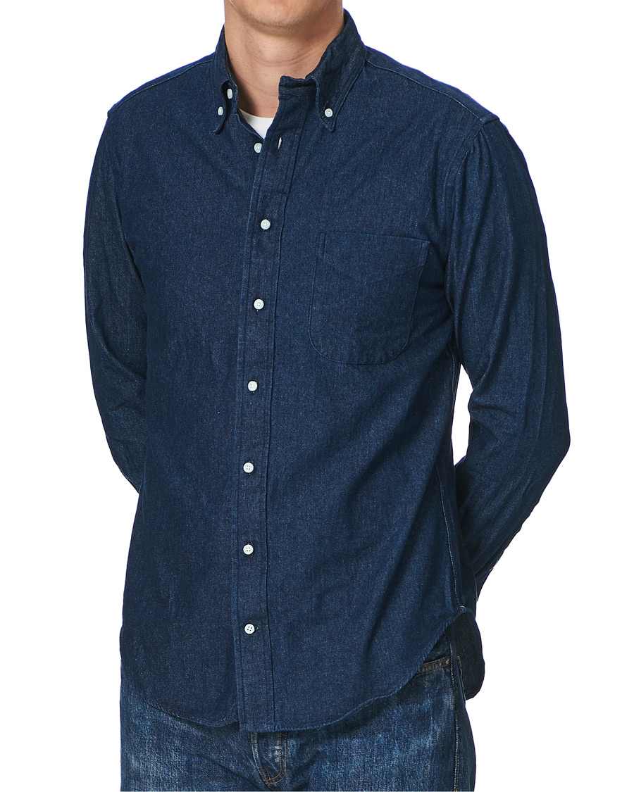 Men | Shirts | Gitman Vintage | Button Down Denim Shirt Dark Indigo