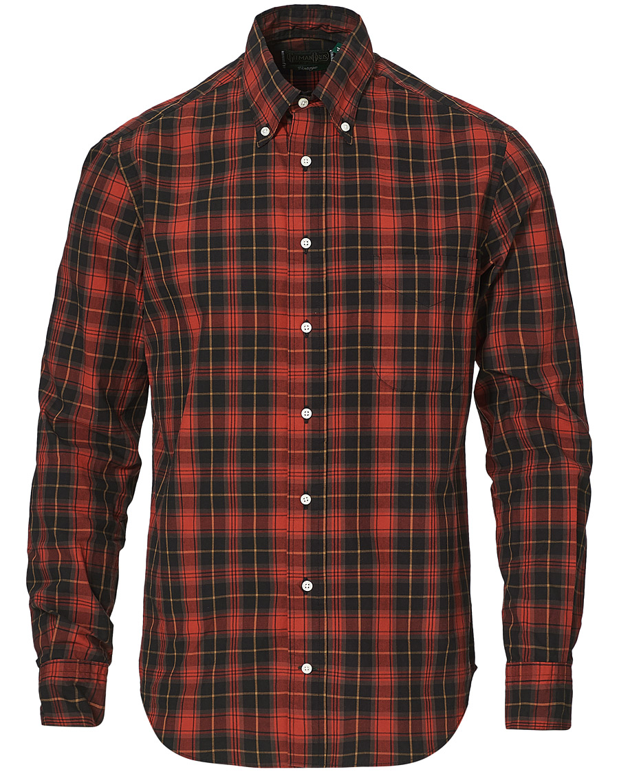 Men | Shirts | Gitman Vintage | Button Down Beefy Plaid Shirt Black/Red