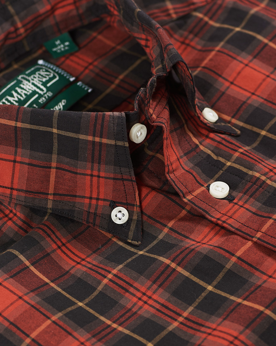 Men | Shirts | Gitman Vintage | Button Down Beefy Plaid Shirt Black/Red
