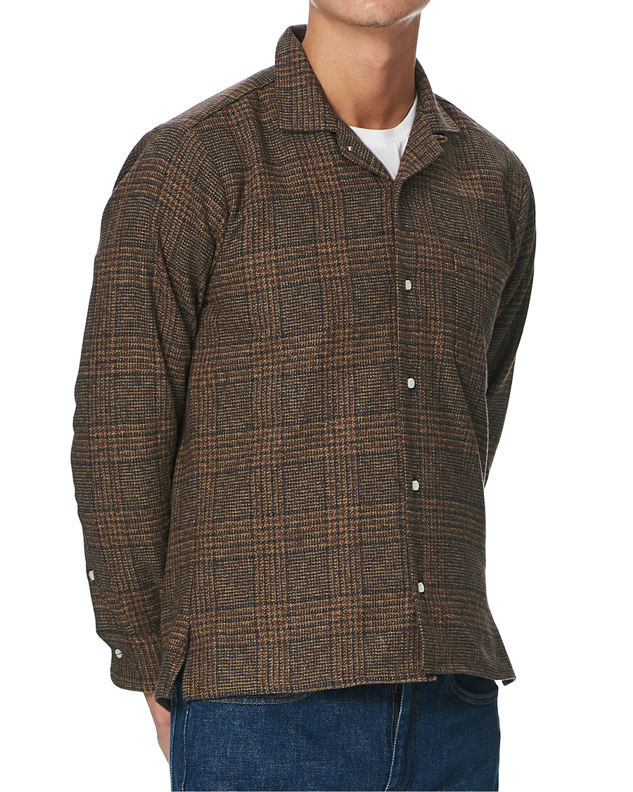 Men | Shirts | Gitman Vintage | Camp Collar Tweed Check Shirt Brown