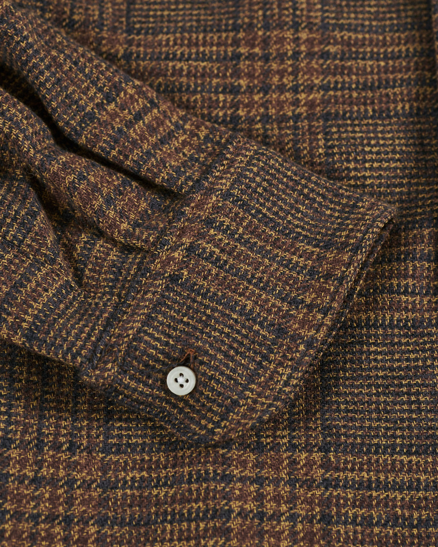 Men | Shirts | Gitman Vintage | Camp Collar Tweed Check Shirt Brown