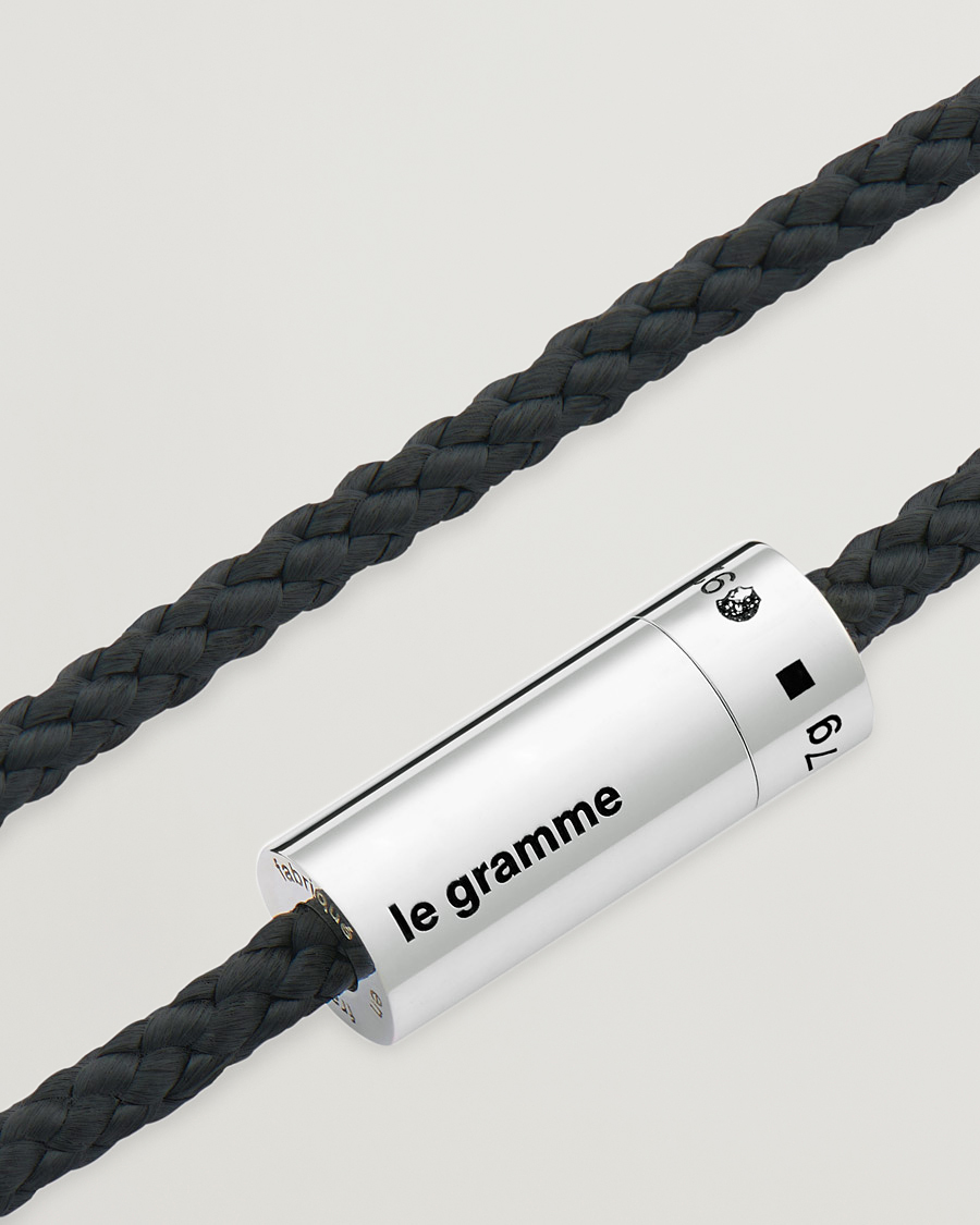 Men | LE GRAMME Nato Cable Bracelet Black/Sterling Silver 7g | LE GRAMME | Nato Cable Bracelet Black/Sterling Silver 7g