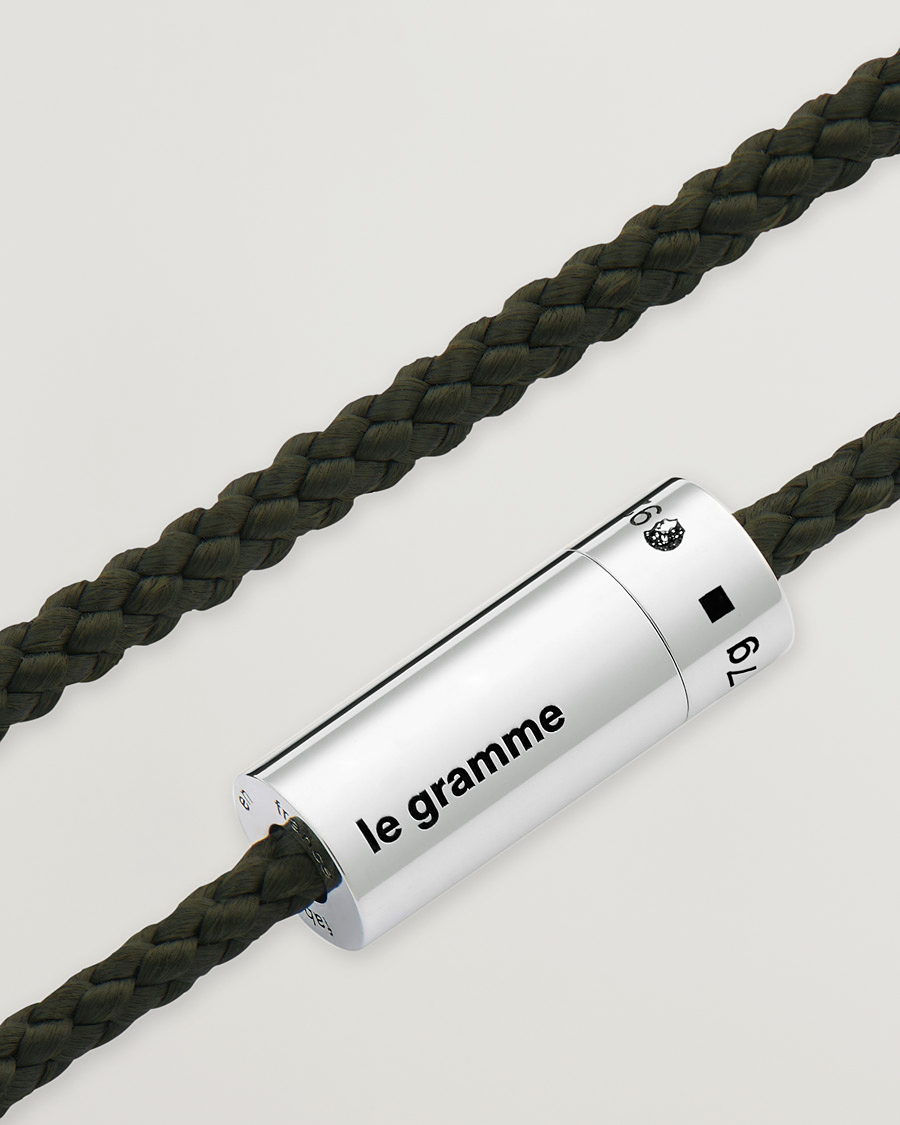 Men | Jewellery | LE GRAMME | Nato Cable Bracelet Khaki/Sterling Silver 7g