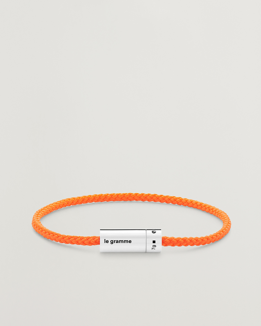 Men | Jewellery | LE GRAMME | Nato Cable Bracelet Orange/Sterling Silver 7g