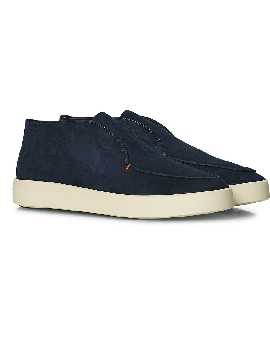 Men | Santoni Slipper Chukka Boots Navy Suede | Santoni | Slipper Chukka Boots Navy Suede