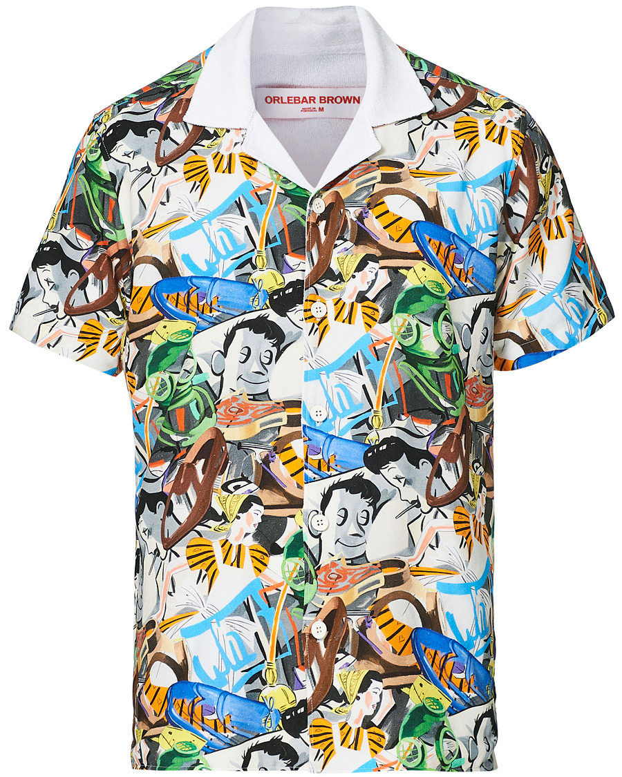 Men | Polo Shirts | Orlebar Brown | Travis Towelling x David Salle Diving Polo Multi