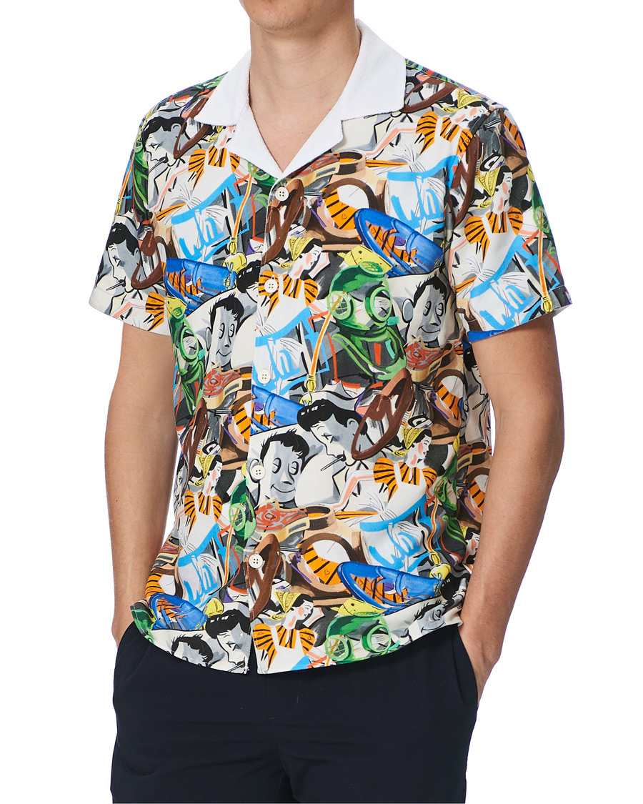 Men | Polo Shirts | Orlebar Brown | Travis Towelling x David Salle Diving Polo Multi