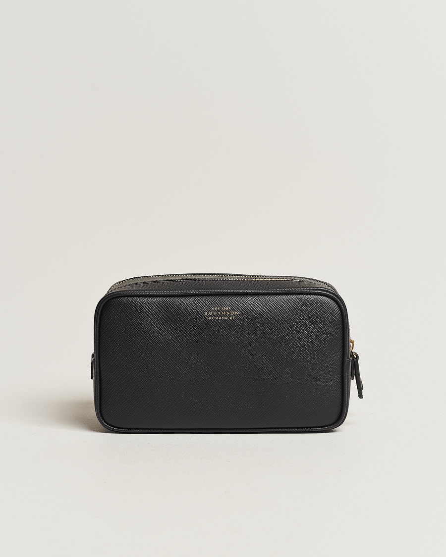 Smythson Panama Double Zip Washbag Black at CareOfCarl.com