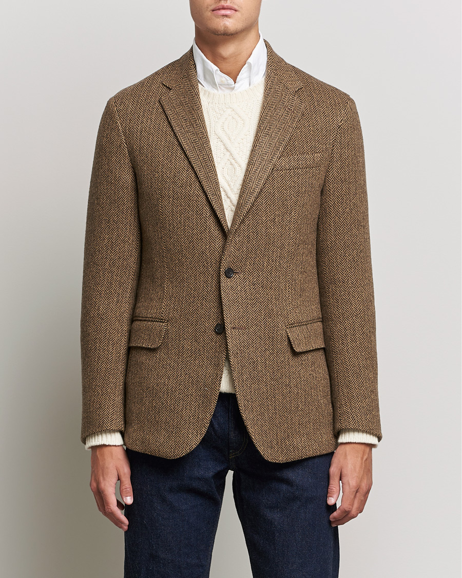 Men | Wool Blazers | Polo Ralph Lauren | Herringbone Sportcoat Brown