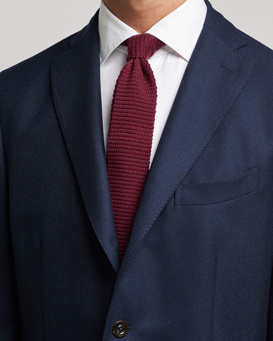 Men | Amanda Christensen Wool Knitted 6cm Tie Wine | Amanda Christensen | Wool Knitted 6cm Tie Wine