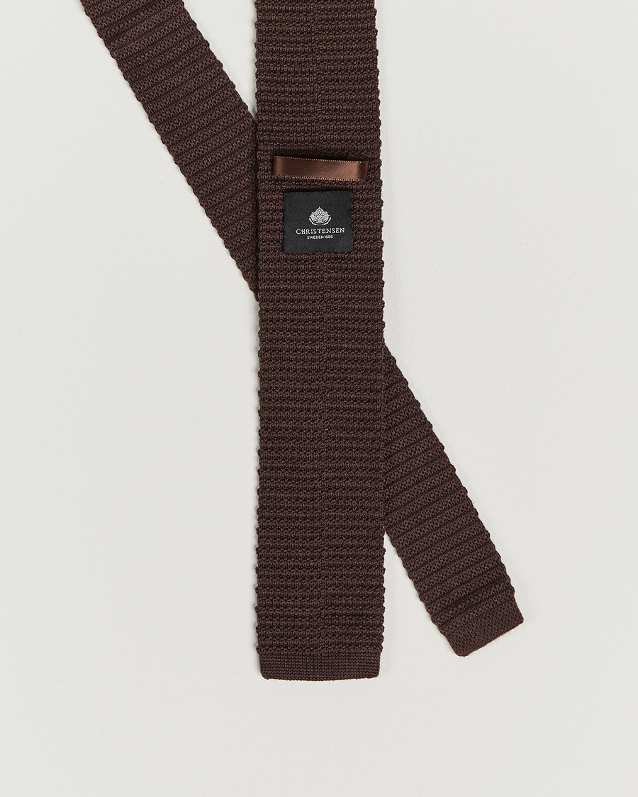 Men | Amanda Christensen Wool Knitted 6cm Tie Brown | Amanda Christensen | Wool Knitted 6cm Tie Brown