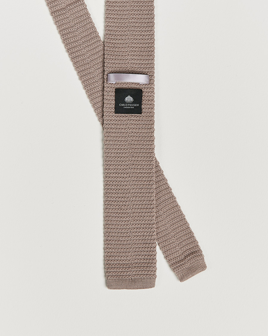 Men |  | Amanda Christensen | Wool Knitted 6cm Tie Beige