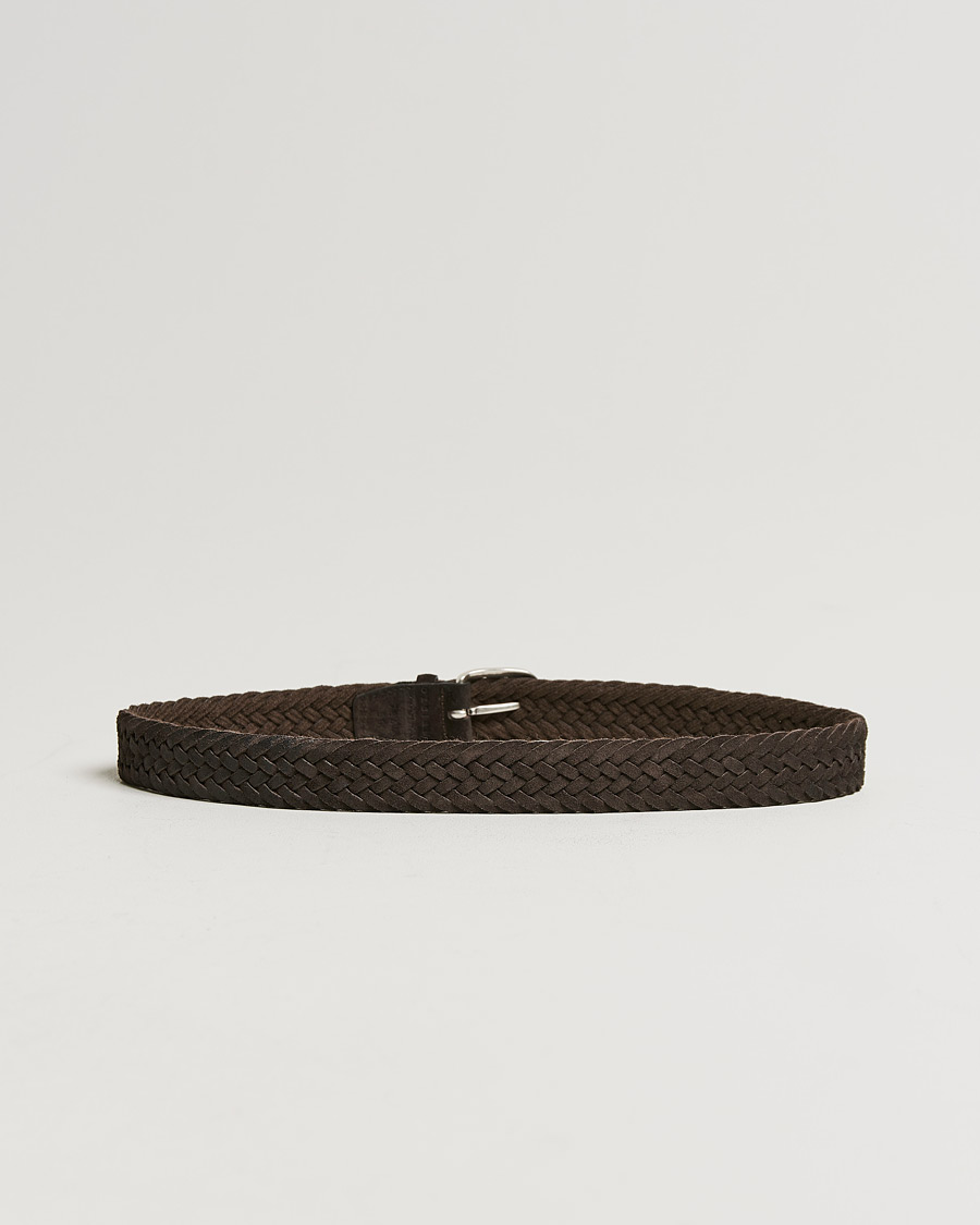 Men |  | Orciani | Braided Suede Belt 3,5 cm Dark Brown