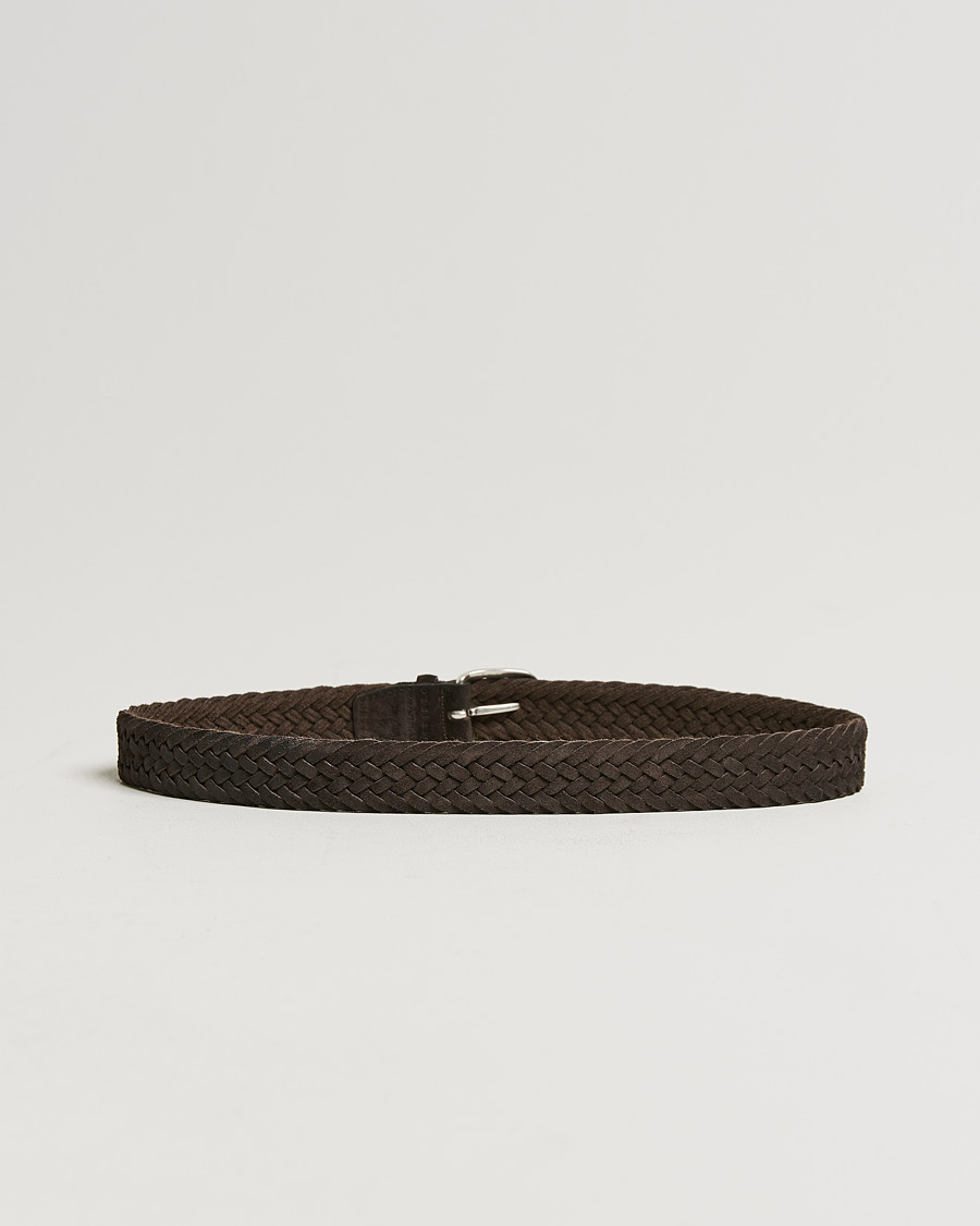 Men | Orciani Braided Suede Belt 3,5 cm Dark Brown | Orciani | Braided Suede Belt 3,5 cm Dark Brown