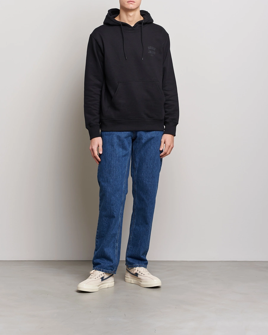Men | Sweaters & Knitwear | Nudie Jeans | Franke Logo Hoodie Black