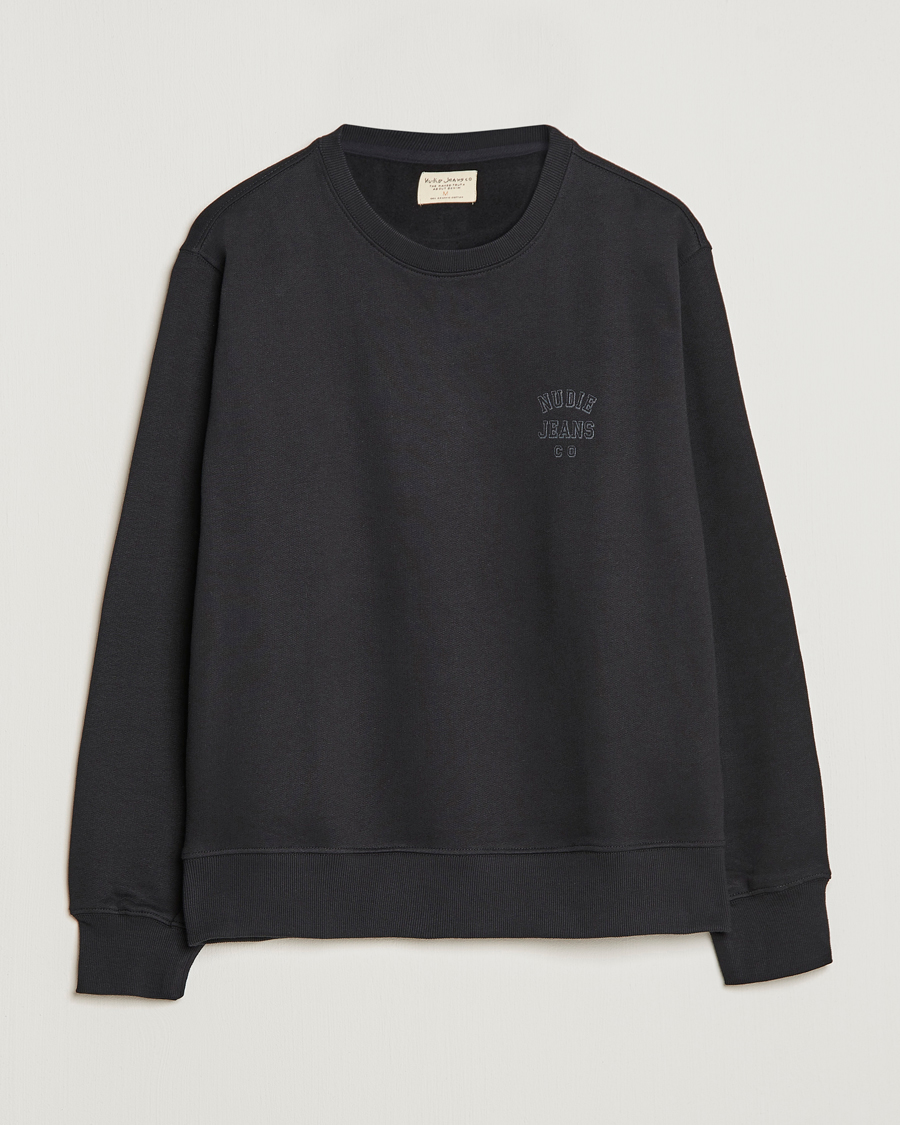 Men | Sweaters & Knitwear | Nudie Jeans | Frasse Logo Sweatshirt Black