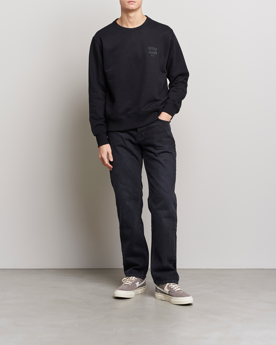 Men | Sweaters & Knitwear | Nudie Jeans | Frasse Logo Sweatshirt Black