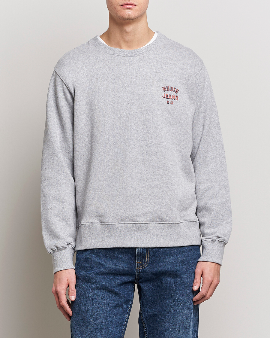 Men | Nudie Jeans | Nudie Jeans | Frasse Logo Sweatshirt Grey melange