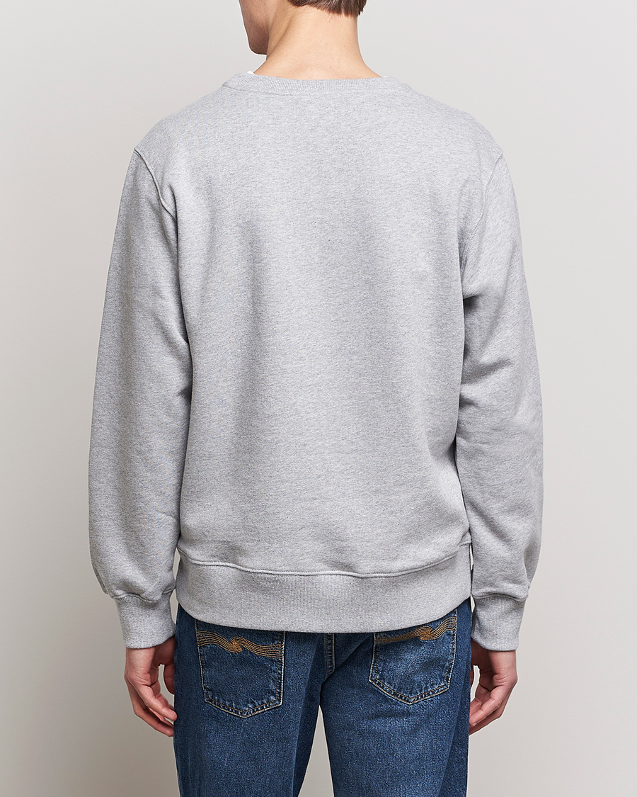 Men | Sweaters & Knitwear | Nudie Jeans | Frasse Logo Sweatshirt Grey melange