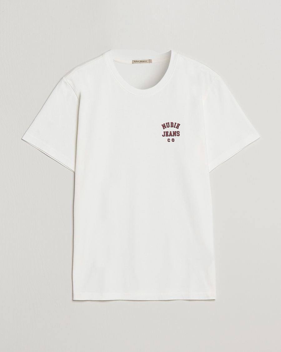 Men | T-Shirts | Nudie Jeans | Roy Logo Crew Neck Tee Off White