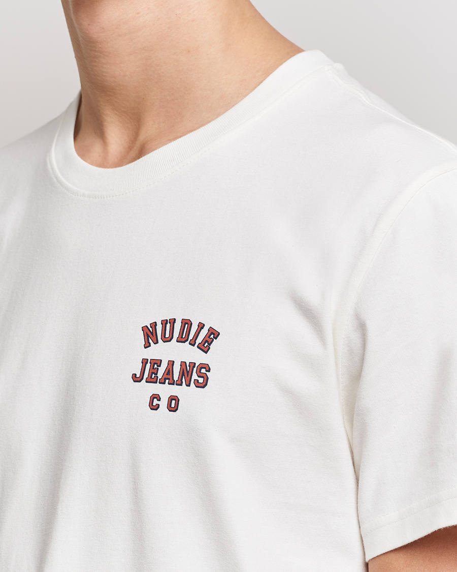 Men | T-Shirts | Nudie Jeans | Roy Logo Crew Neck Tee Off White