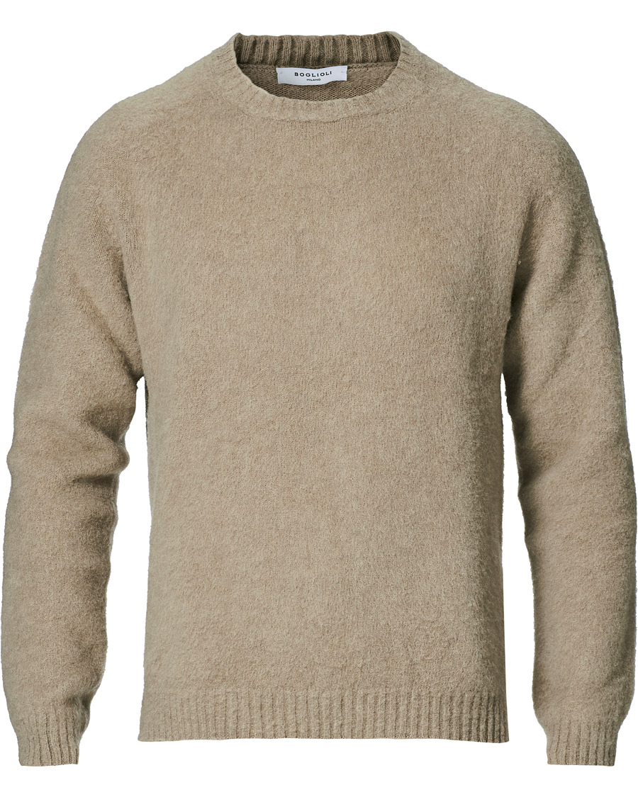 Men | Sweaters & Knitwear | Boglioli | Brushed Wool/Cashmere Sweater Beige