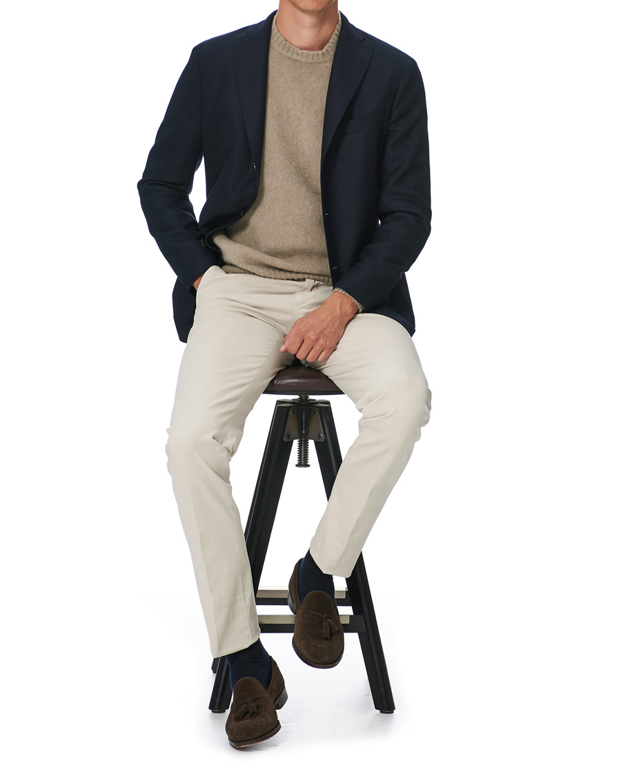 Men | Sweaters & Knitwear | Boglioli | Brushed Wool/Cashmere Sweater Beige