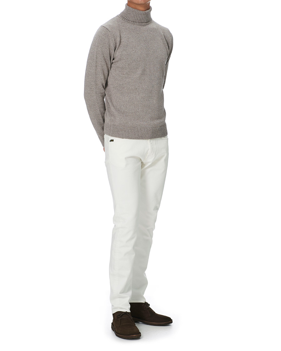 Men | Sweaters & Knitwear | Stenströms | Heavy Knitted Merino Rollneck Beige Mouliné