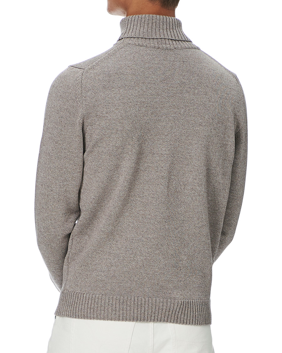 Men | Sweaters & Knitwear | Stenströms | Heavy Knitted Merino Rollneck Beige Mouliné